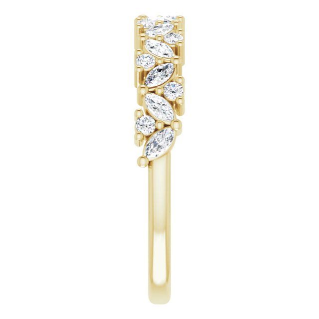 14K Yellow 1/2 CTW Diamond Tilted Marquise Anniversary Band 